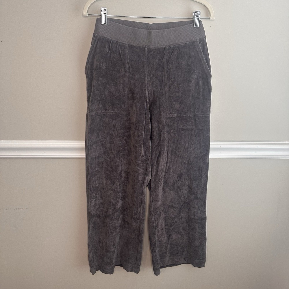 Pact Organic Cotton Velour Wide Leg Pants Sm Gray Lounge Cozy Comfort Pull On